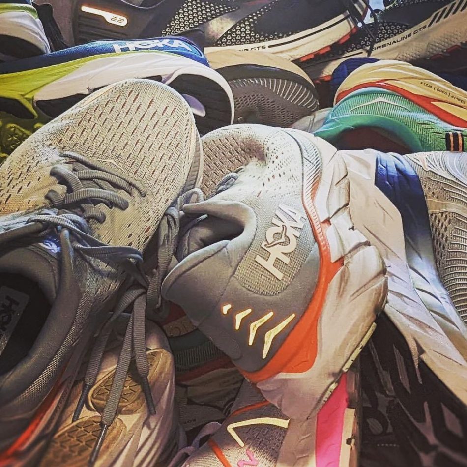 A pile of sneakers